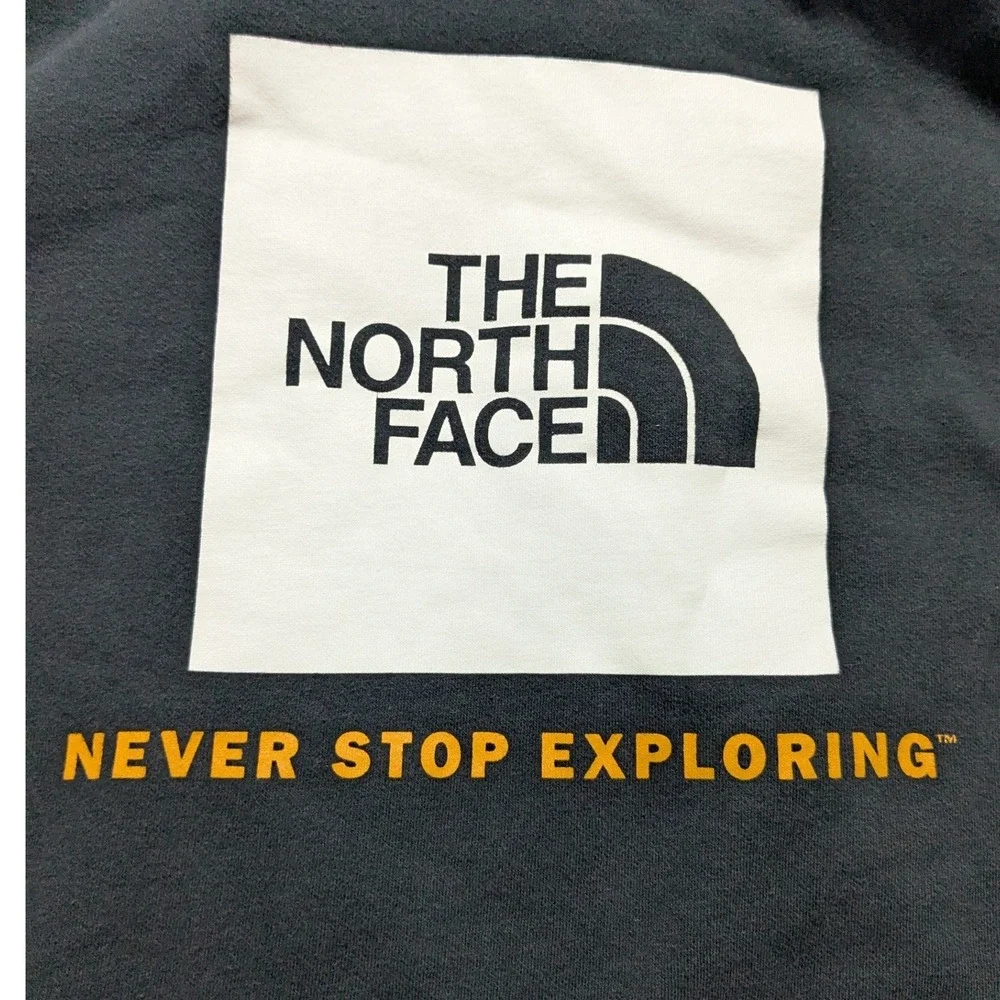 The North Face Men Small NEVER STOP EXPLORING Double-sided Logo Black Hoodie